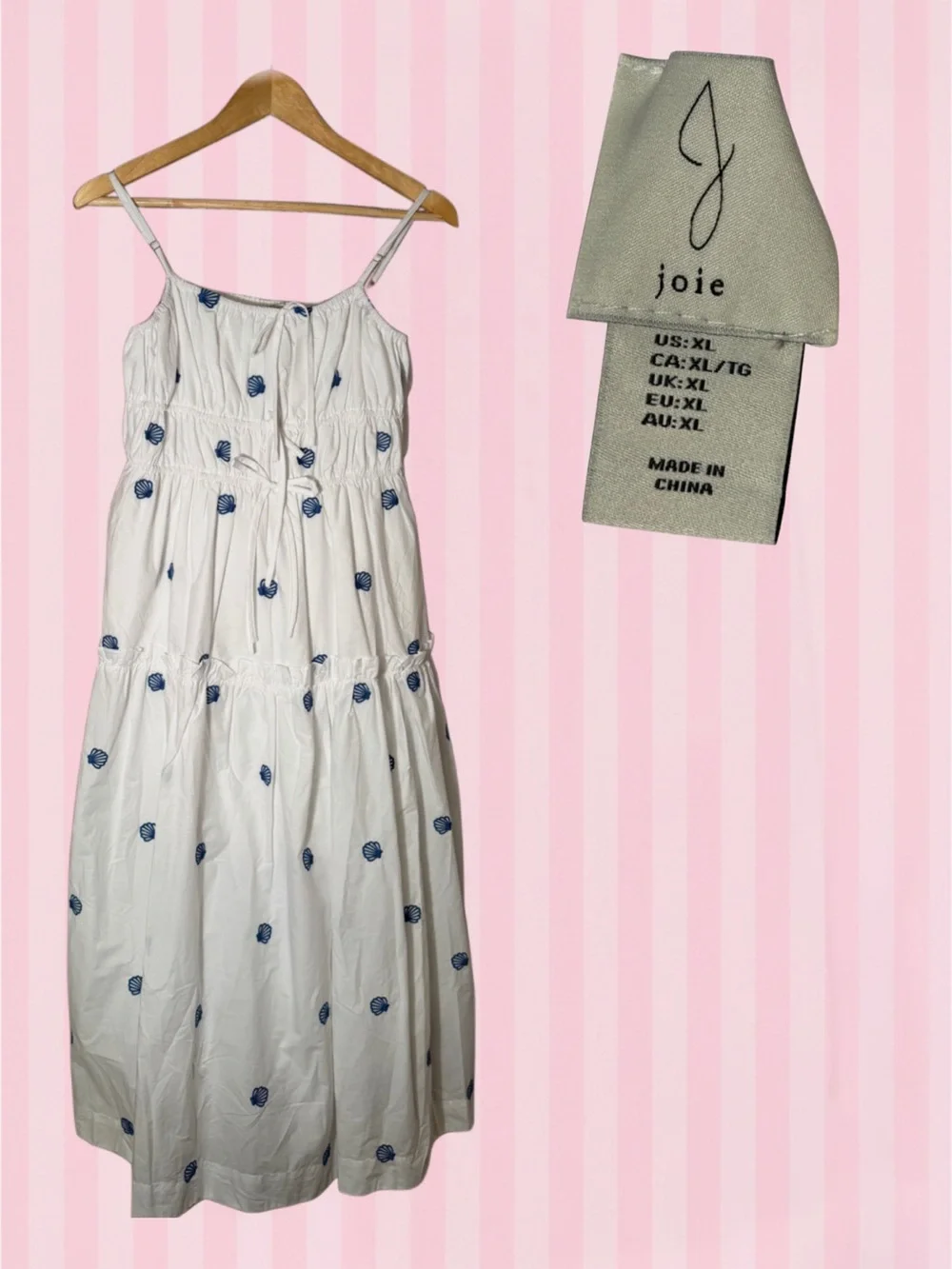 Joie White Sundress with Blue Dot Embroidery